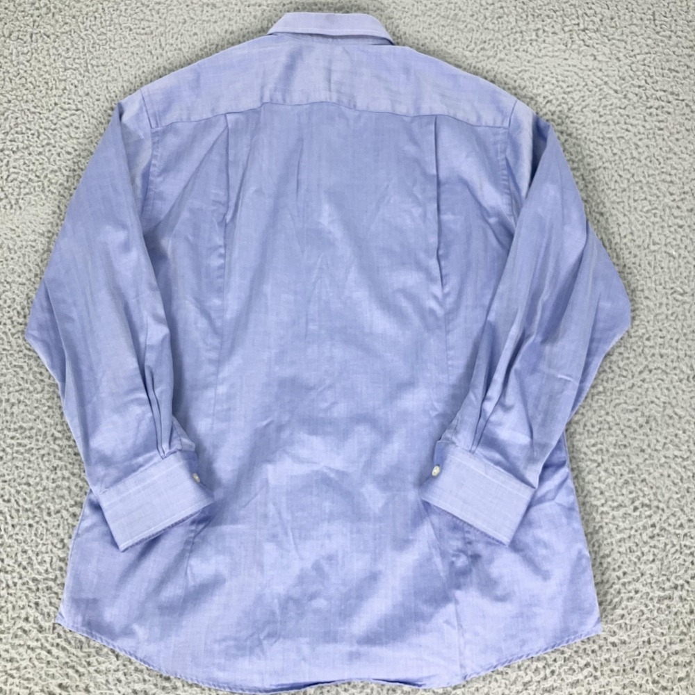 Eton Shirt Mens 16 41 Blue Herringbone Spread Collar Dress Long Sleeve Cotton - Picture 7 of 7